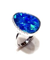 Anello Sommer Donna Opali in Oro bianco Opale 6.77 Ct OPALE N. AUS CT 6.77 DIA 0.08 - OPALE N. AUS CT 6.77 DIA 0.08